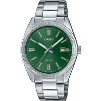 Casio MTP-1302PD-3AVEF Ανδρικό Αναλογικό Ρολόι Μπαταρίας με Πράσινο Καντράν και Ασημί Μπρασελέ